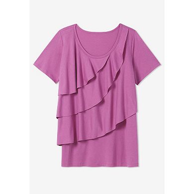 Woman Within Women's Plus Size Ruffle Tee