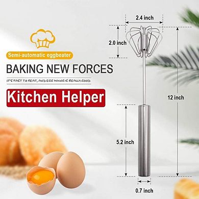 Semi-automatic Egg Whisk Stainless Steel Beater 14 Inch