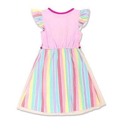 Barbie Girl's Rainbow Dress Up Fantasy Gown Nightgown Pajamas