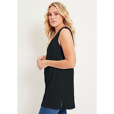 June + Vie Women's Plus Size Scoopneck One + Only Tunic Tank