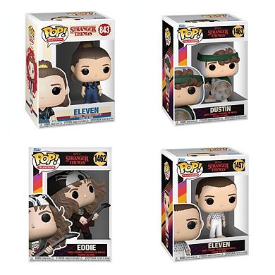 Funko Pop! 4 Pack Stranger Things: Eleven, Guitar Eddie, Shield Dustin #843 #1457 #1462 #1463