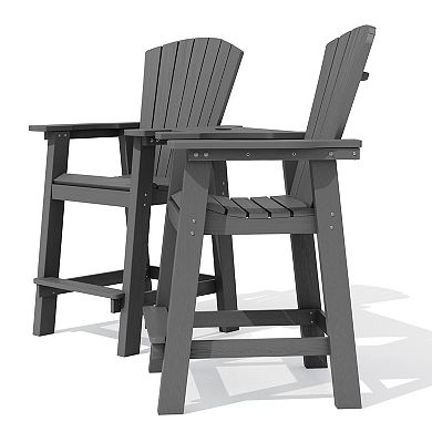 Outdoor Tall Adirondack Chair Set Of 2 With Connecting Tray