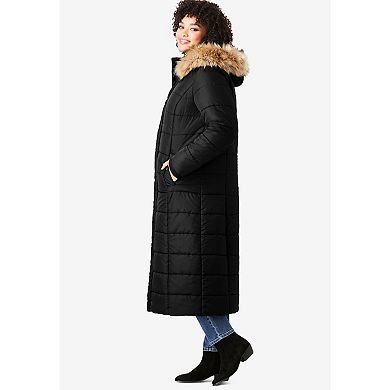 Roaman's Women's Plus Size Maxi-length Quilted Puffer Jacket