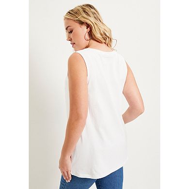 June + Vie Women's Plus Size V-neck One + Only Tank Top