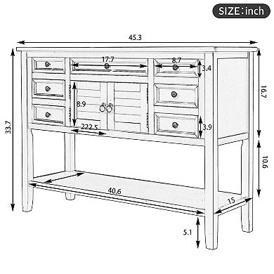 44.5'' Modern Console Table Sofa Table For Living Room With 7 Drawers