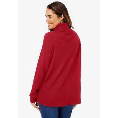 Woman Within Women's Plus Size Thermal Turtleneck