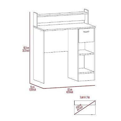 Charlotte Computer Desk With 2 Storage Shelves And Drawer