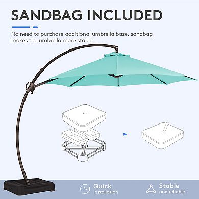 12 Ft. Aluminum Curvy Cantilever Offset Hanging Patio Umbrella With Sandbag Base