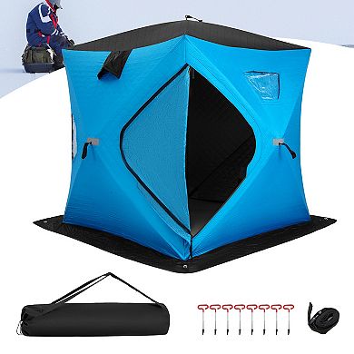 Portable 2 Person Ice Shanty With Cotton Padded Walls