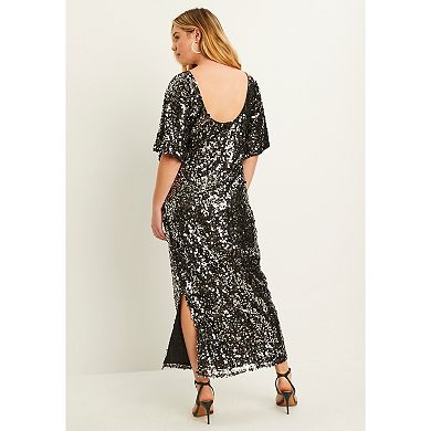 June + Vie Women's Plus Size Sequin Midi Dress