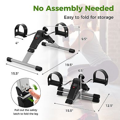 Under Desk Exercise Bike Pedal Exerciser With Lcd Display For Legs And Arms Workout