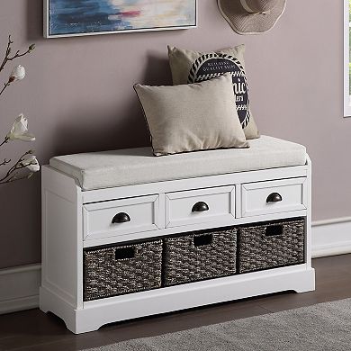 Merax Collection Wood Storage Bench With 3 Drawers And 3 Baskets
