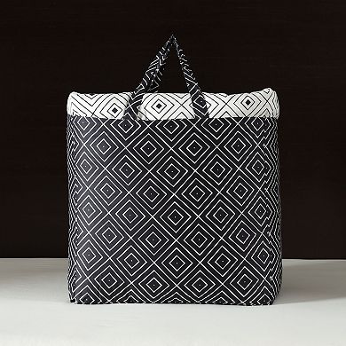Bebejan Geometric Black & White 200 Thread Count 100% Cotton Sateen 5 Piece Reversible Comforter Set