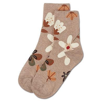 Women's Combed Cotton Floral Crew Socks