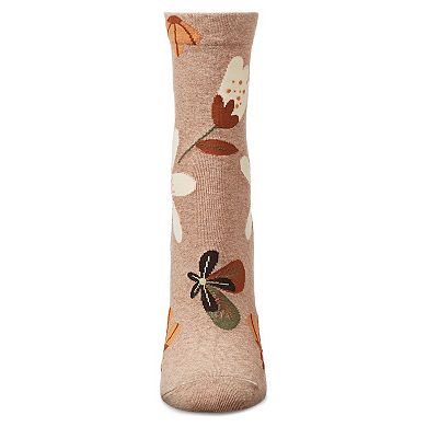 Women's Combed Cotton Floral Crew Socks