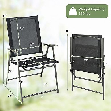 Set Of 4 Patio Folding Chair Set With Rustproof Metal Frame