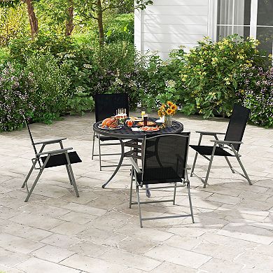 Set Of 4 Patio Folding Chair Set With Rustproof Metal Frame