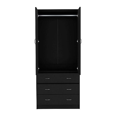 Prescott Armoire, With 2 Doors, 3 Drawers And 1 Hanging Rod