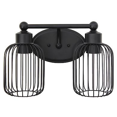 Lalia Home Ironhouse Two Light Industrial Decorative Cage Vanity Uplight Downlight Wall Mounted Fixture