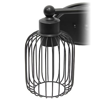 Lalia Home Ironhouse Two Light Industrial Decorative Cage Vanity Uplight Downlight Wall Mounted Fixture