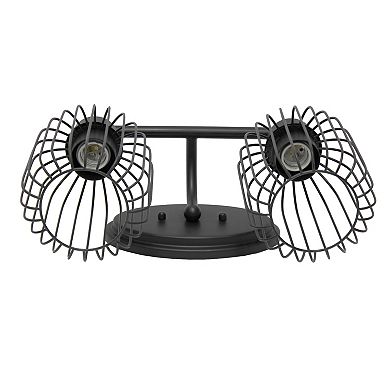 Lalia Home Ironhouse Two Light Industrial Decorative Cage Vanity Uplight Downlight Wall Mounted Fixture