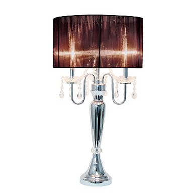 Lalia Home Chrome Cascading Crystal Table Lamp