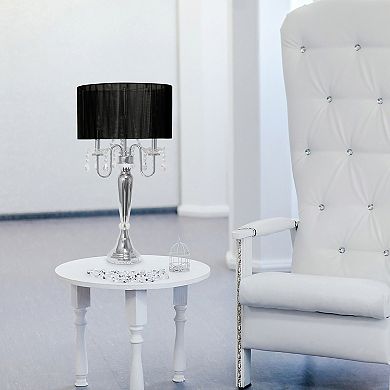 Lalia Home Chrome Cascading Crystal Table Lamp