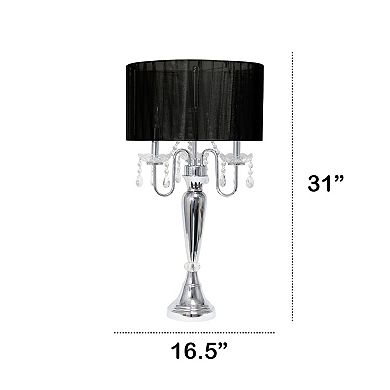 Lalia Home Chrome Cascading Crystal Table Lamp