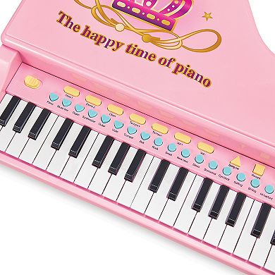 Collections Etc Interactive Pink Piano And Stool With Mp3 Connectability