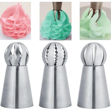 3-Piece Russian Ball Sphere Icing Nozzles Set