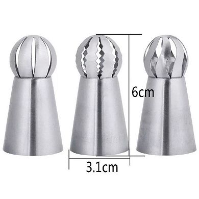 3-Piece Russian Ball Sphere Icing Nozzles Set