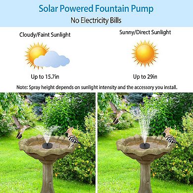 Solar Fountain Pump Led Lights 7 Nozzles Aquarium Backyard Pond