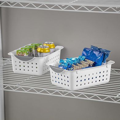 12-piece White Small Basket Plastic Storage Organizer