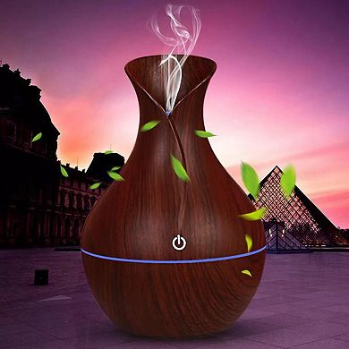 Wood Grain Aromatherapy Diffuser Humidifier With Led Lights