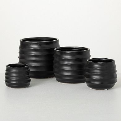 Sullivan's 4-pc. Ebony Ribbed Round Pots Table Decor Set