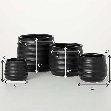 Sullivan's 4-pc. Ebony Ribbed Round Pots Table Decor Set