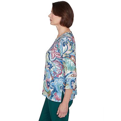 Petite Alfred Dunner Scroll Multicolored Patterned Top