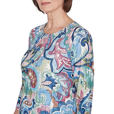 Petite Alfred Dunner Scroll Multicolored Patterned Top