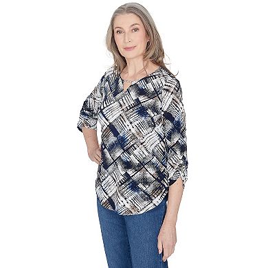 Petite Alfred Dunner Abstract Textured Patchwork Top