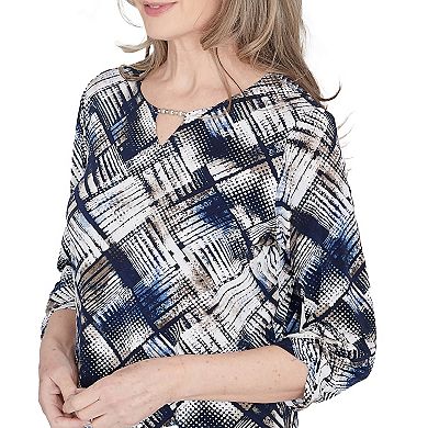 Petite Alfred Dunner Abstract Textured Patchwork Top