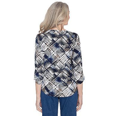 Petite Alfred Dunner Abstract Textured Patchwork Top