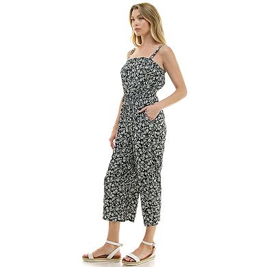 Juniors' As U Wish Squareneck Cropped Jumpsuit