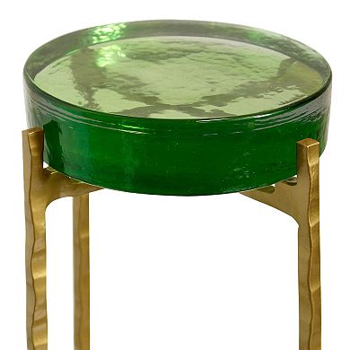 Jolly Rancher Disk Top Drink Table With Gold Metal Base