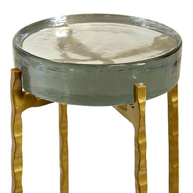 Jolly Rancher Disk Top Drink Table With Gold Metal Base