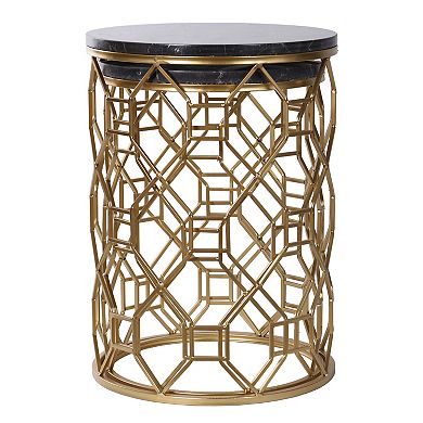 2-Piece Round Marble Side Table Set