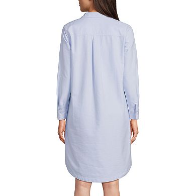 Women's Lands' End Oxford Long Sleeve Button Front Shirt Dress