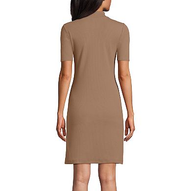 Women's Lands' End Rib Knit Mock Neck Above Knee Dress