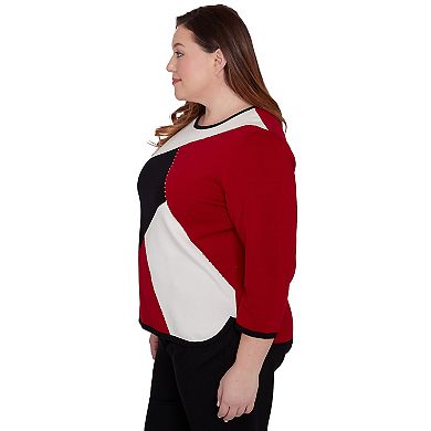 Plus Size Alfred Dunner Colorblock Beaded Top