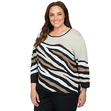 Plus Size Alfred Dunner Animal Jacquard Beaded Top