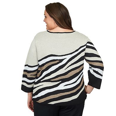 Plus Size Alfred Dunner Animal Jacquard Beaded Top